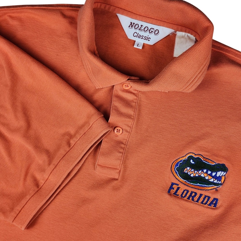 Florida Gators Orange Embroidered Polo Shirt Large Vintage Nologo Classic‎